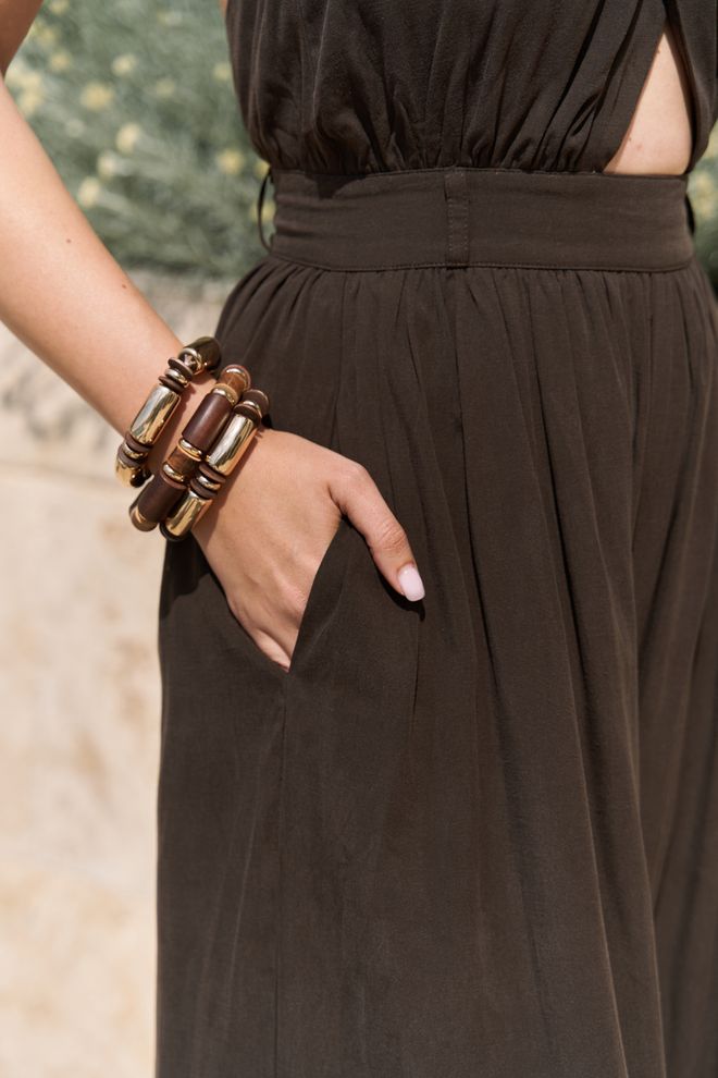 Mai Collection Brązowy Bezrękawnik Kombinezon Halter Hurtowa sprzedaż odzieży Lato