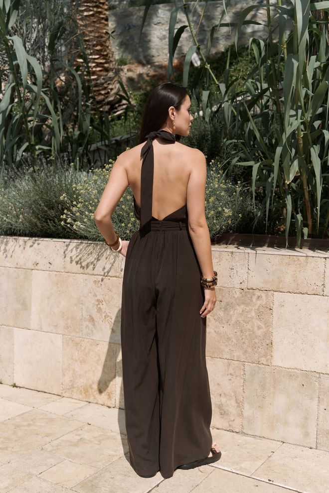 Mai Collection Brązowy Bezrękawnik Kombinezon Halter Hurtowa sprzedaż odzieży Boho