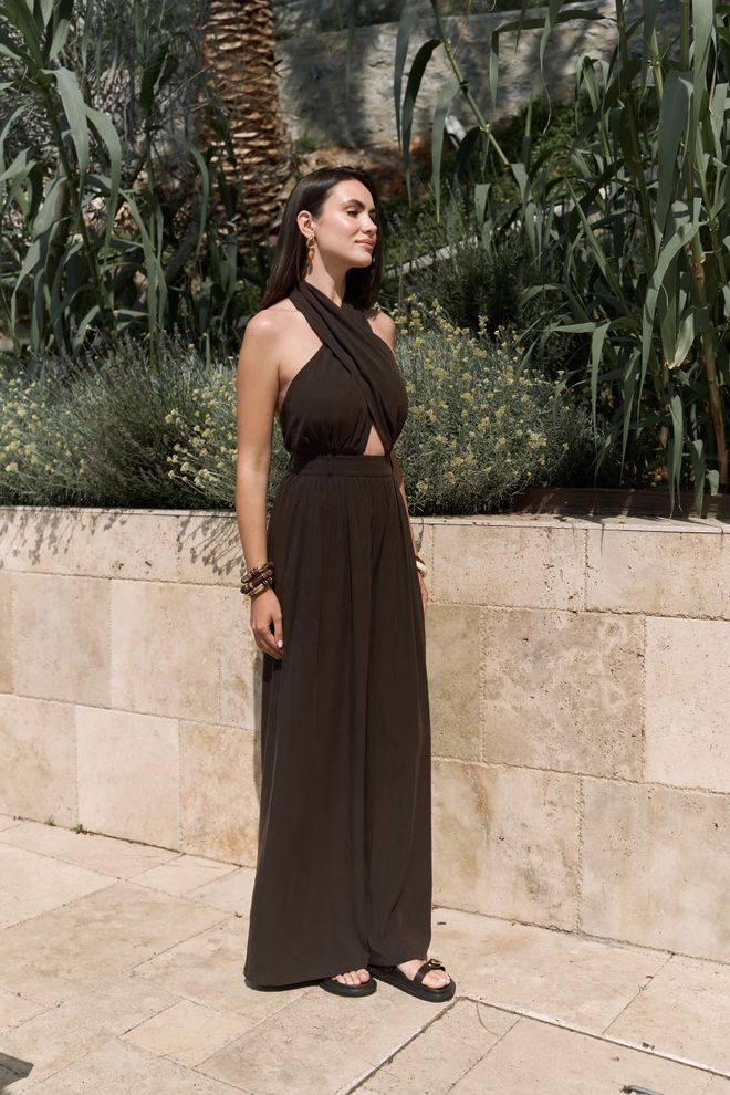 Mai Collection Brązowy Bezrękawnik Kombinezon Halter Hurtowa sprzedaż odzieży Wiosna