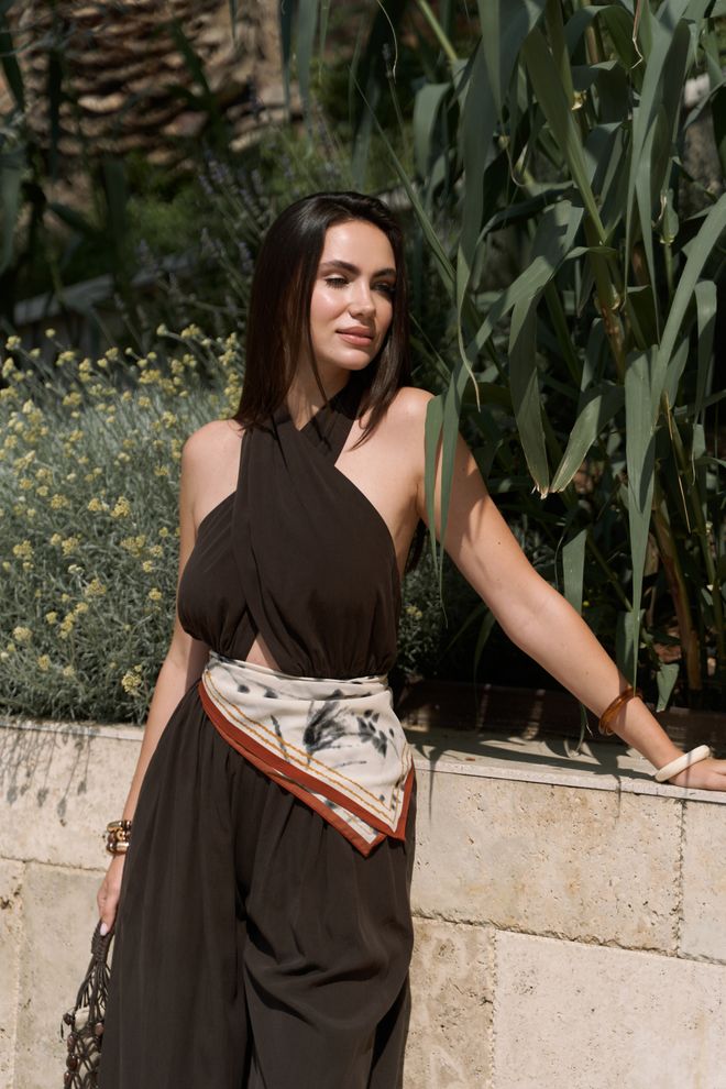 Mai Collection Brązowy Bezrękawnik Kombinezon Halter Hurtowa sprzedaż odzieży Plaża