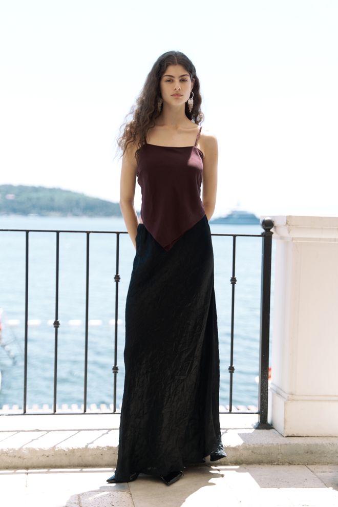Mai Collection Black Elegant Formal Slip Maxi Skirt Wholesale Clothing Cocktail