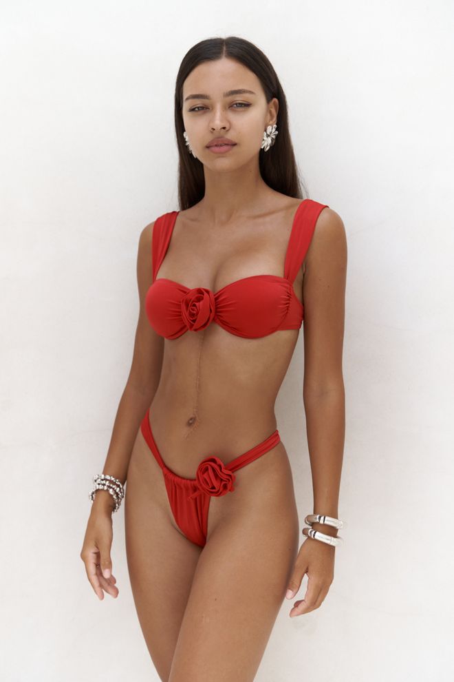 Mai Collection Kırmızı Mayo Zarif Işıltılı Seksi Toptan Giyim Seksi