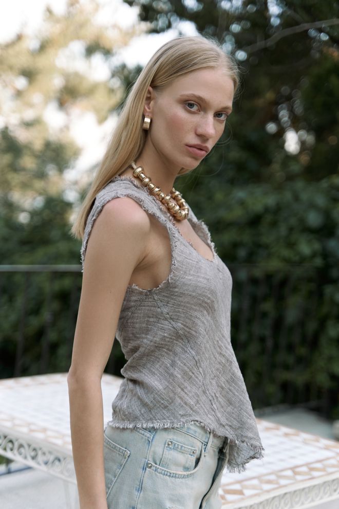 Mai Collection Beige Casual Boho V Neck Slim Fit Crop Top Wholesale Clothing Beach