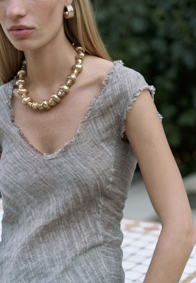 Mai Collection Beige Casual Boho V Neck Slim Fit Crop Top Wholesale Clothing Lounge