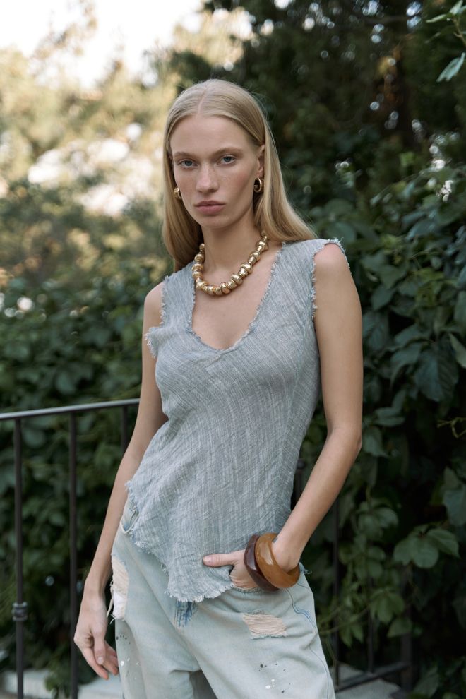 Mai Collection Grijze Slim Fit V hals Casual Crop Top Met Kapmouw Groothandel Kleding Boho