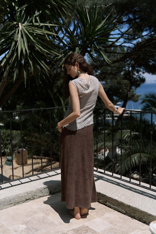 Mai Collection Късо Горнище Бежово Бохо Небрежен Дрехи на едро Плаж