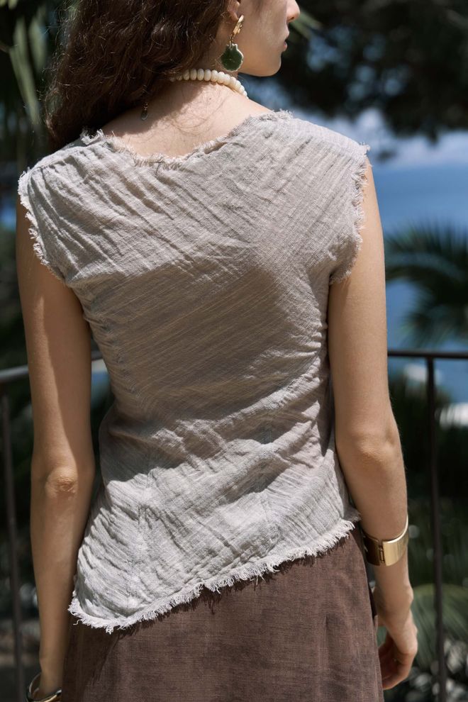 Mai Collection Късо Горнище Бежово Бохо Небрежен Дрехи на едро Лято