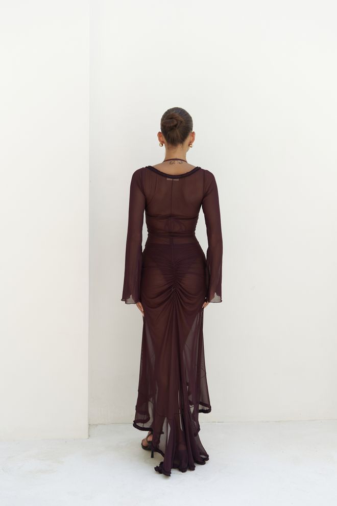 Mai Collection Μπορντό Σέξι Κομψό Μάξι Φόρεμα Slip Χονδρικό εμπόριο ενδυμάτων Άνοιξη