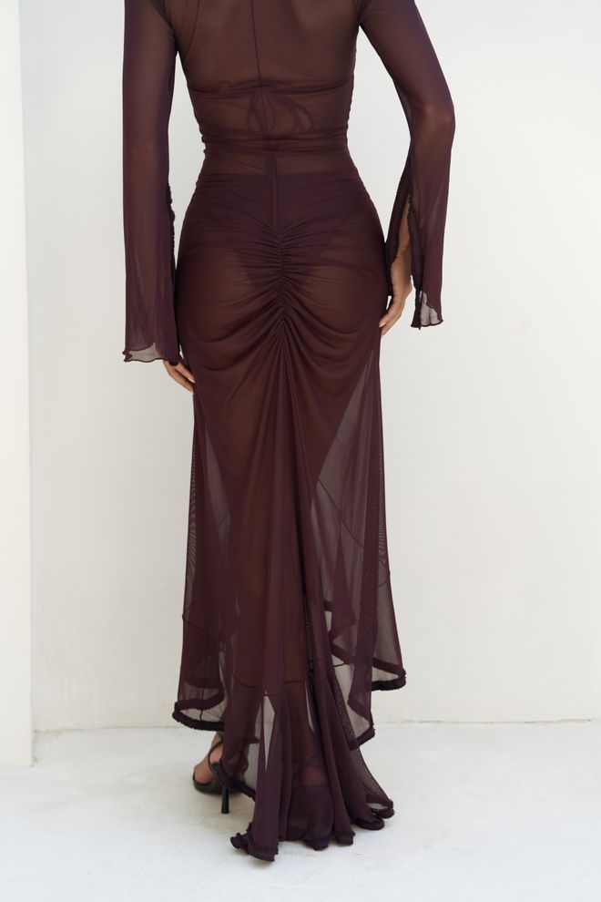 Mai Collection Μπορντό Σέξι Κομψό Μάξι Φόρεμα Slip Χονδρικό εμπόριο ενδυμάτων Κοκτέιλ