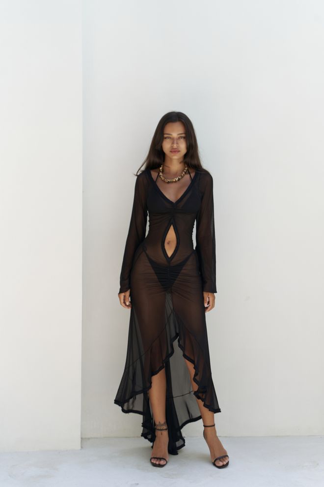 Mai Collection Čierne Sexy Elegantné Maxi Slipové Šaty Veľkoobchod s oblečením 1