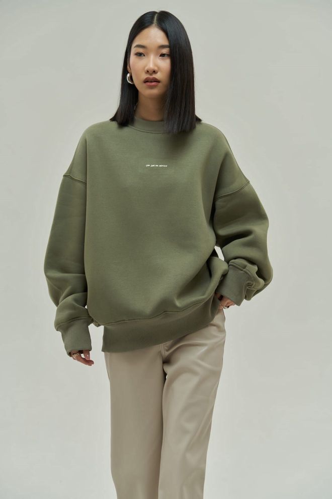 Mai Collection Yeşil Sweatshirt Bol Kalıp Ve Reglan Kollu Toptan Giyim Gündelik