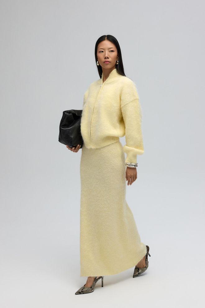 Mai Collection جيبة قلم ماكسي أصفر وسط الخصر ملابس بالجملة 1