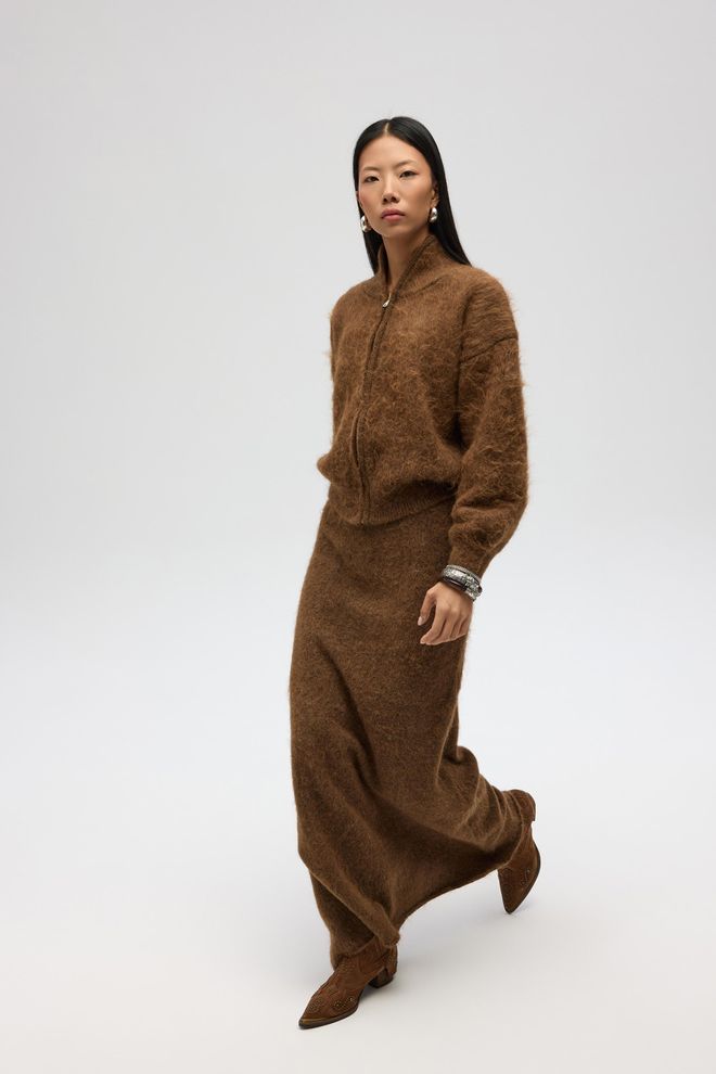 Mai Collection Коричневая Карандашная Макси Юбка Со Средней Талией И Молнией Оптовая продажа одежды Повседневный