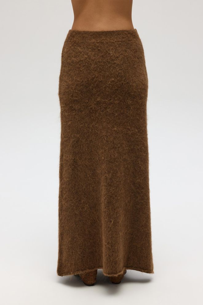 Mai Collection جيبة بنية قلم ماكسي بحزام وسحّاب متوسط الخصر ملابس بالجملة بوهو