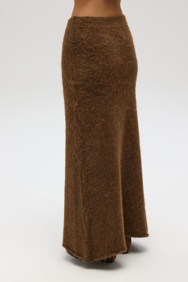 Mai Collection جيبة بنية قلم ماكسي بحزام وسحّاب متوسط الخصر ملابس بالجملة الخريف