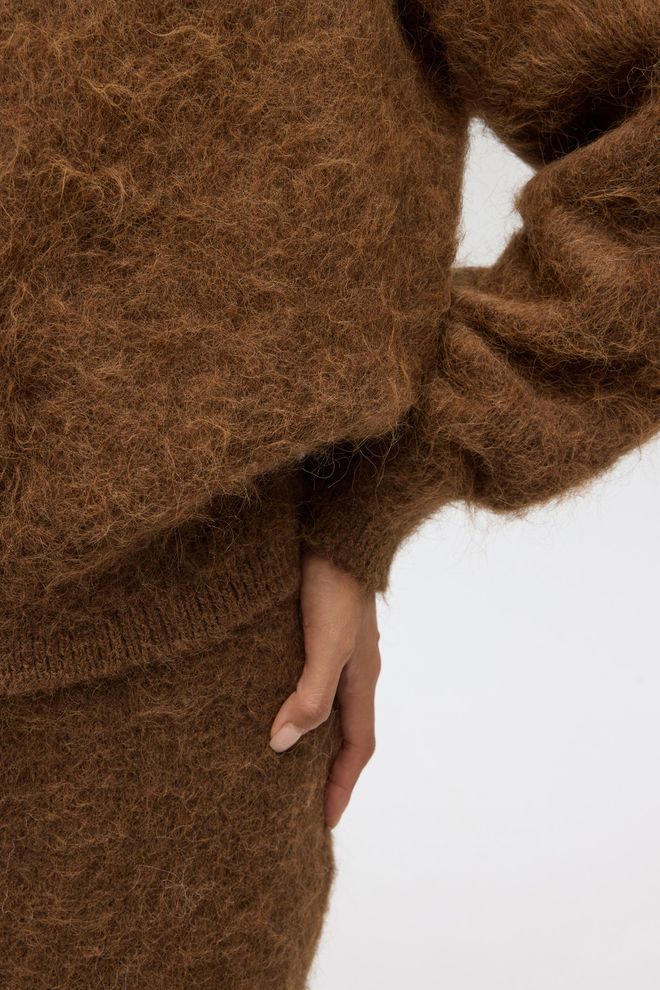 Mai Collection جيبة بنية قلم ماكسي بحزام وسحّاب متوسط الخصر ملابس بالجملة شتاء