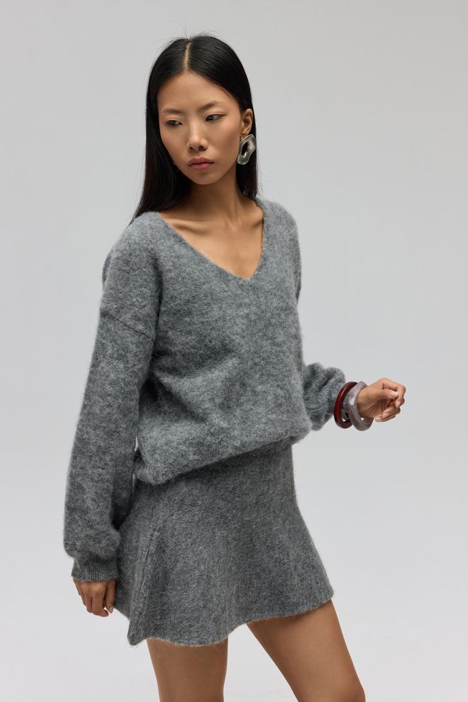 Mai Collection Szara Mini Rozkloszowana Spódnica Z Wysokim Stanem Hurtowa sprzedaż odzieży 1