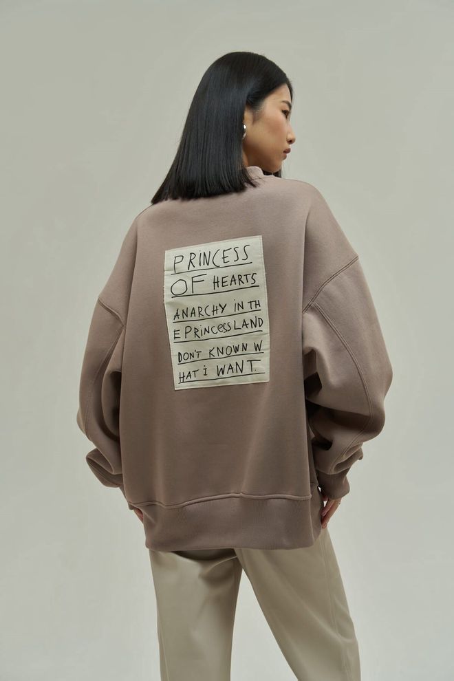 Mai Collection Kahverengi Oversized Günlük Sweatshirt Toptan Giyim Gündelik