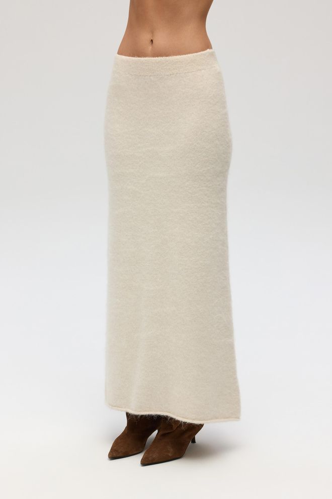 Mai Collection اللون البيج جيبة بوديكون ماكسي مع ارتفاع الخصر ملابس بالجملة الخريف