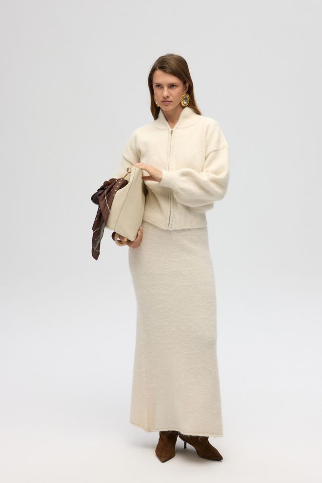 Mai Collection اللون البيج جيبة بوديكون ماكسي مع ارتفاع الخصر ملابس بالجملة 5