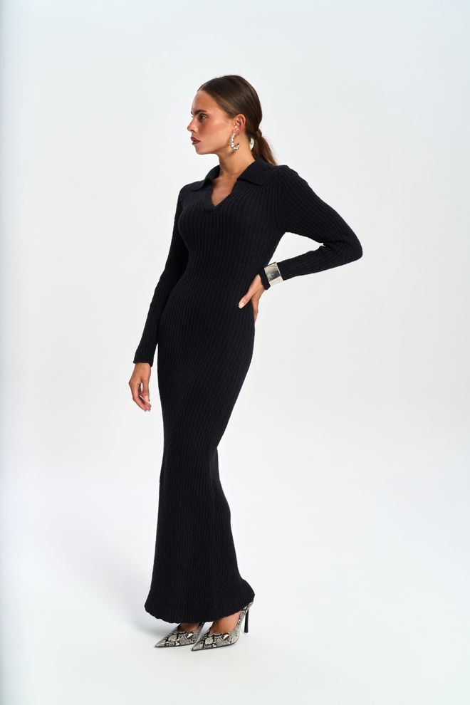 Mai Collection Κομψό Μαύρο Bodycon Φόρεμα Με Λαιμόκοψη Με Εγκοπή Χονδρικό εμπόριο ενδυμάτων Εργασία