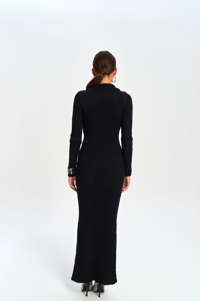 Mai Collection Κομψό Μαύρο Bodycon Φόρεμα Με Λαιμόκοψη Με Εγκοπή Χονδρικό εμπόριο ενδυμάτων Επίσημο