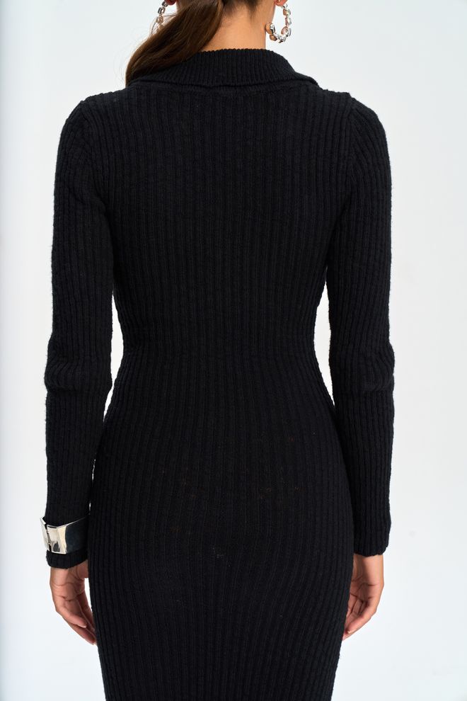 Mai Collection Κομψό Μαύρο Bodycon Φόρεμα Με Λαιμόκοψη Με Εγκοπή Χονδρικό εμπόριο ενδυμάτων 5