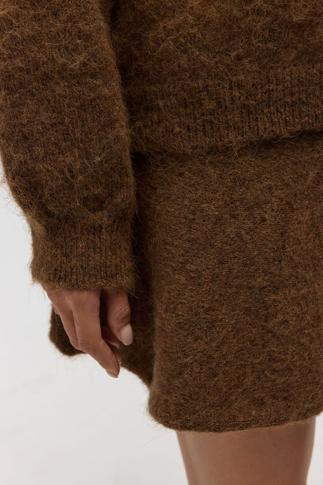 Mai Collection Brązowa Rozkloszowana Mini Spódnica – Wysoki Stan Casual & Elegancka Hurtowa sprzedaż odzieży Zima