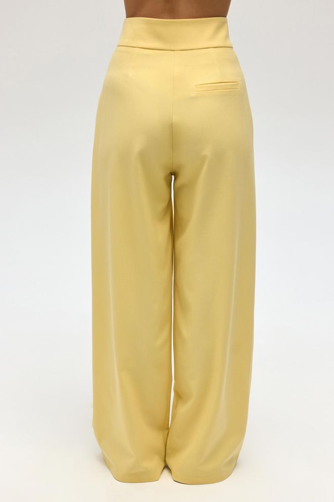 Mai Collection Pantalón Palazzo Amarillo Elegante De Cintura Alta Ropa al por mayor Formal