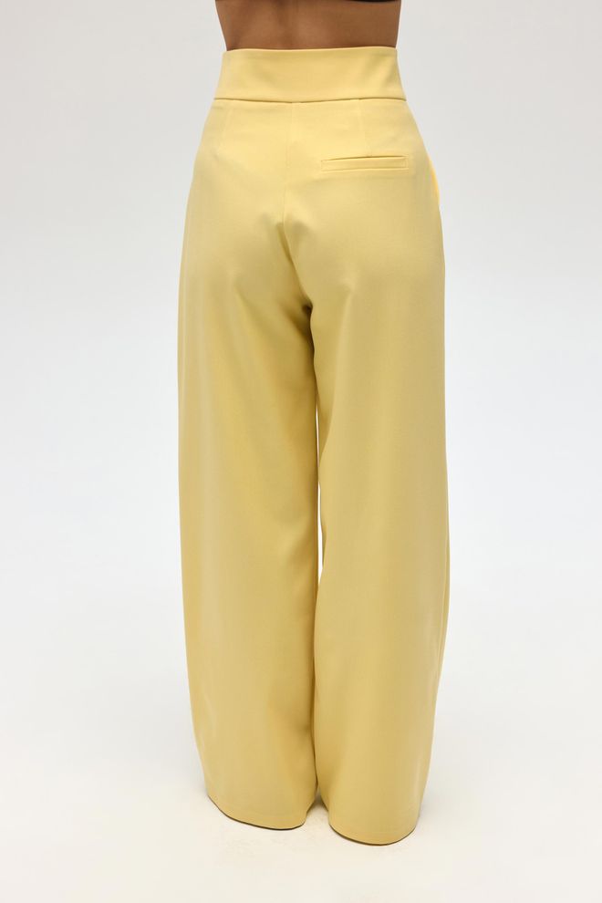 Mai Collection Pantalón Palazzo Amarillo Elegante De Cintura Alta Ropa al por mayor Otoño