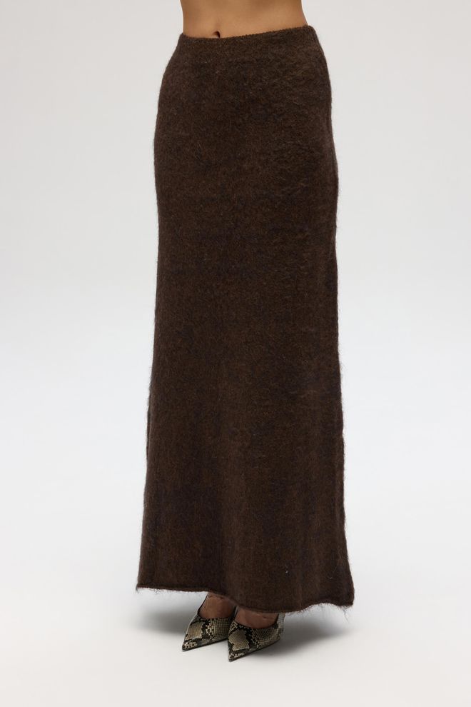 Mai Collection جيبة بني بوديكون ماكسي بخصر متوسط ملابس بالجملة الخريف