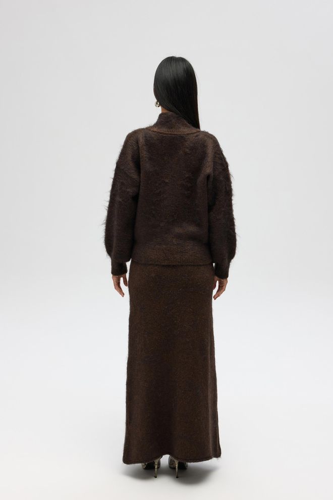 Mai Collection جيبة بني بوديكون ماكسي بخصر متوسط ملابس بالجملة شتاء