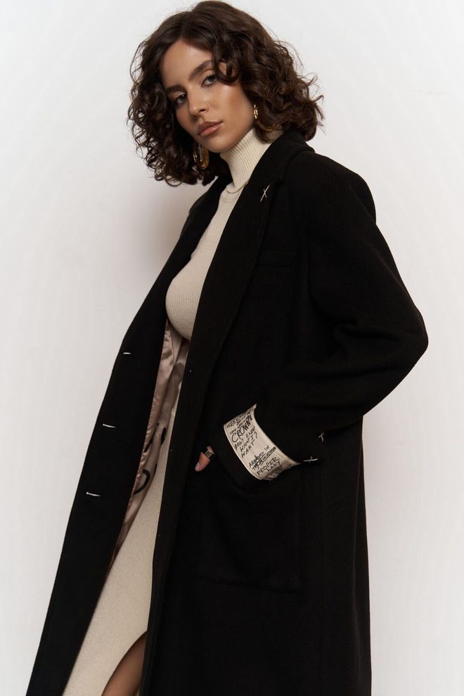 Mai Collection Siyah Zarif Tek Düğmeli Kaban Toptan Giyim Gündelik