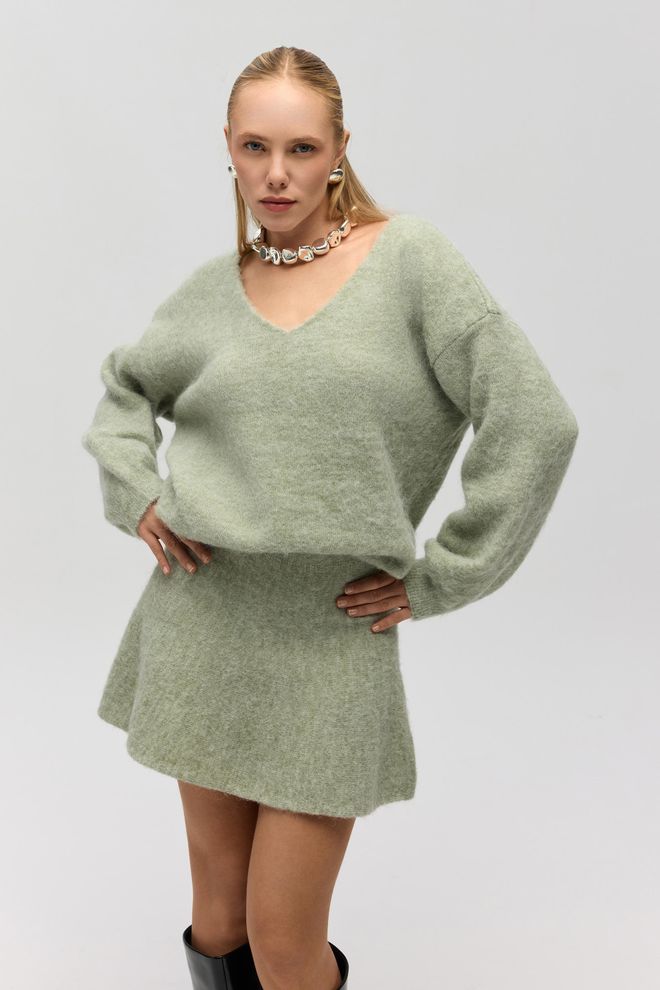 Mai Collection Zielona Mini Rozkloszowana Spódnica Z Wysokim Stanem Hurtowa sprzedaż odzieży 5