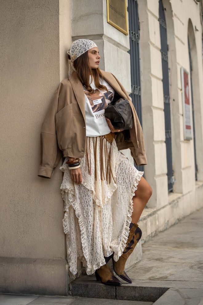 Mai Collection Бежевая Бохо Асимметричная Макси Юбка Оптовая продажа одежды Повседневный