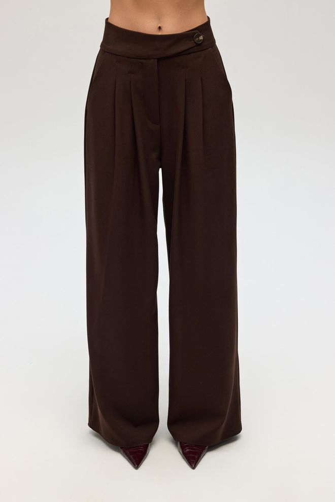 Mai Collection Pantalón Palazzo Marrón De Tiro Alto Para Uso Formal Y Casual Ropa al por mayor 5