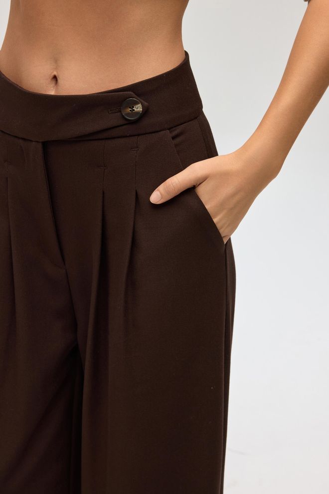 Mai Collection Pantalón Palazzo Marrón De Tiro Alto Para Uso Formal Y Casual Ropa al por mayor Cumpleaños