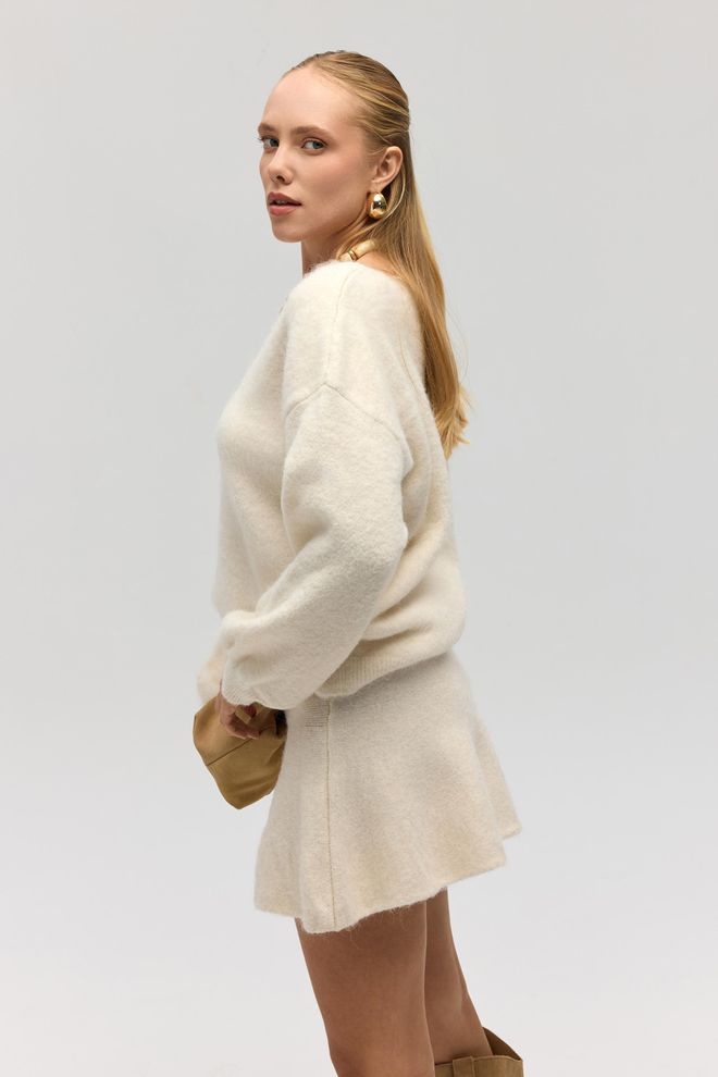 Mai Collection Beżowa Rozkloszowana Mini Spódnica Z Wysokim Stanem Hurtowa sprzedaż odzieży Praca