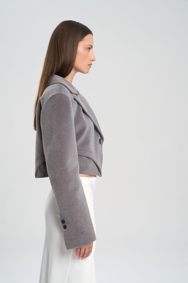 Mai Collection Siva Elegantna Enoprsna Jakna Blazer Oblačila na debelo Pomlad