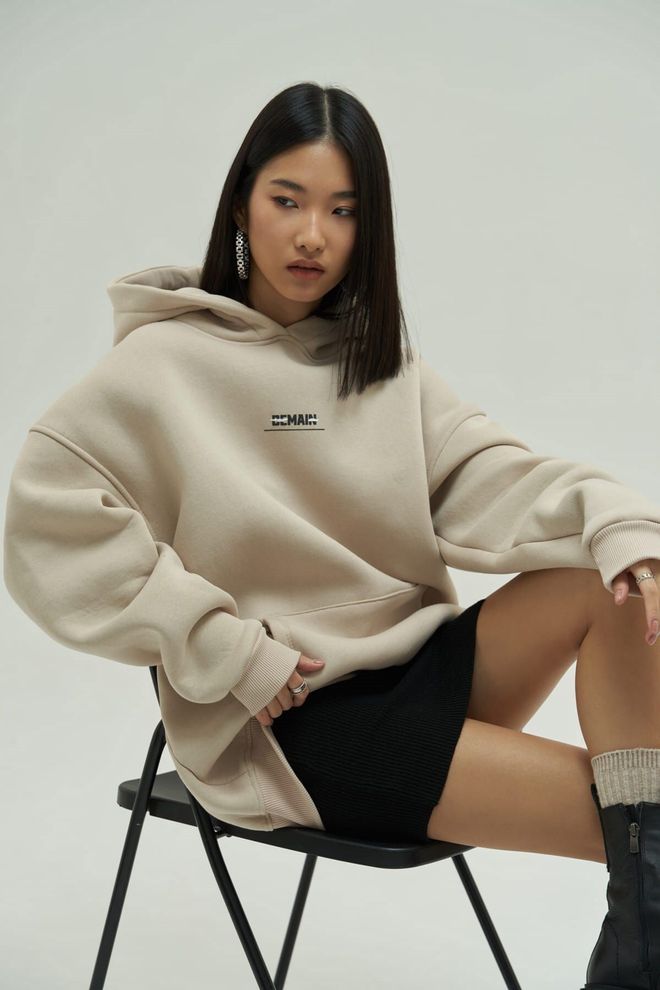 Mai Collection Беж Дуксерница Са Капуљачом И Оверсизед Кројом Велепродаја одеће Неформалан