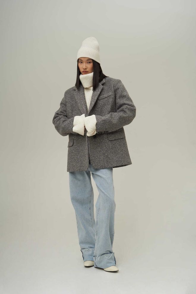 Mai Collection Сиво Едноредов Блейзер Яке Дрехи на едро 1