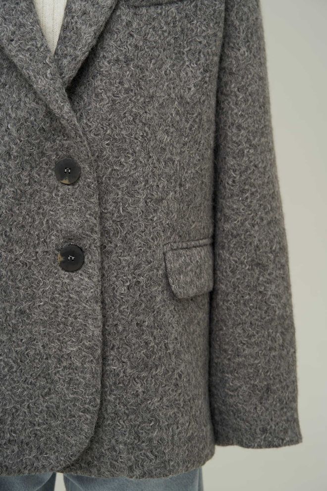 Mai Collection Сиво Едноредов Блейзер Яке Дрехи на едро Винтидж