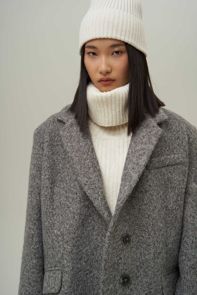 Mai Collection Сиво Едноредов Блейзер Яке Дрехи на едро Зима