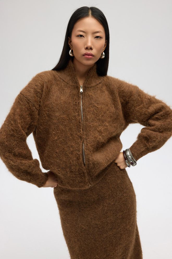 Mai Collection Καφέ Cardigan Casual Κομψό Streetwear Χονδρικό εμπόριο ενδυμάτων Casual