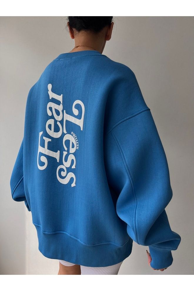 Mai Collection Μπλε Casual Φούτερ Oversized Με Τύπωμα Γραμμάτων Χονδρικό εμπόριο ενδυμάτων Casual