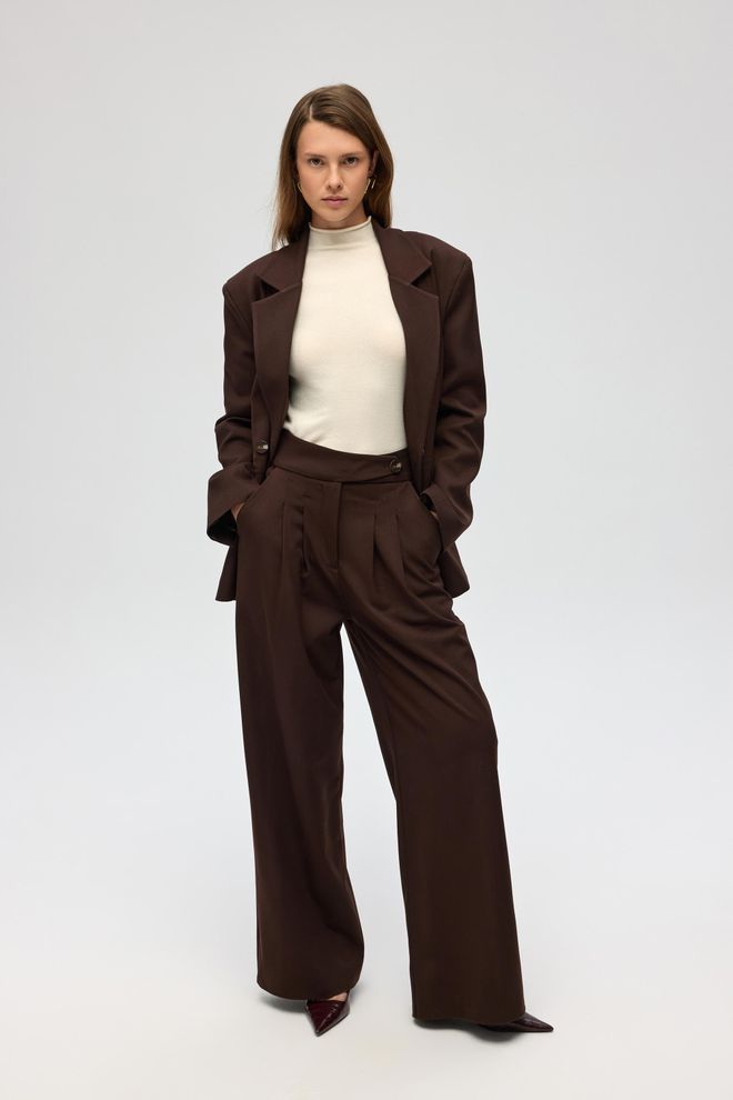 Mai Collection Brown Double Breasted Blazer Jacket Wholesale Clothing Work