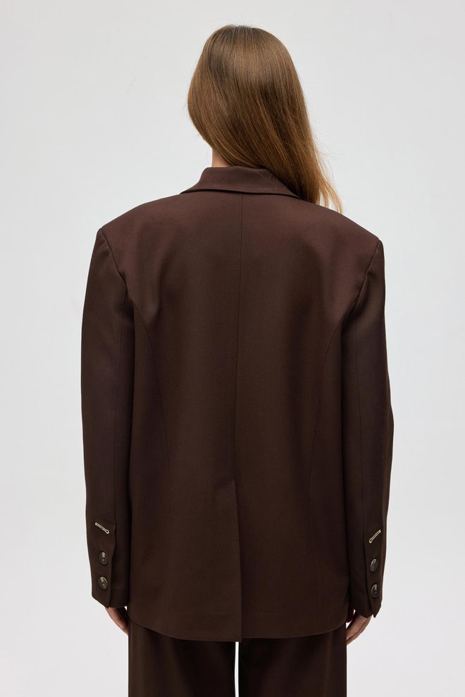 Mai Collection Brown Double Breasted Blazer Jacket Wholesale Clothing Formal