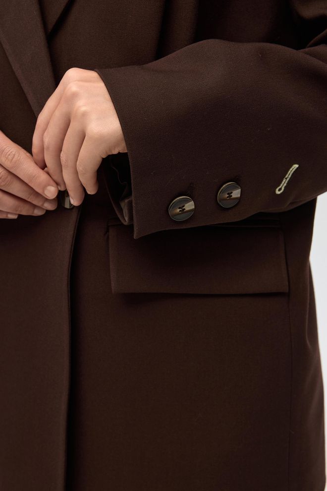 Mai Collection Brown Double Breasted Blazer Jacket Wholesale Clothing Fall