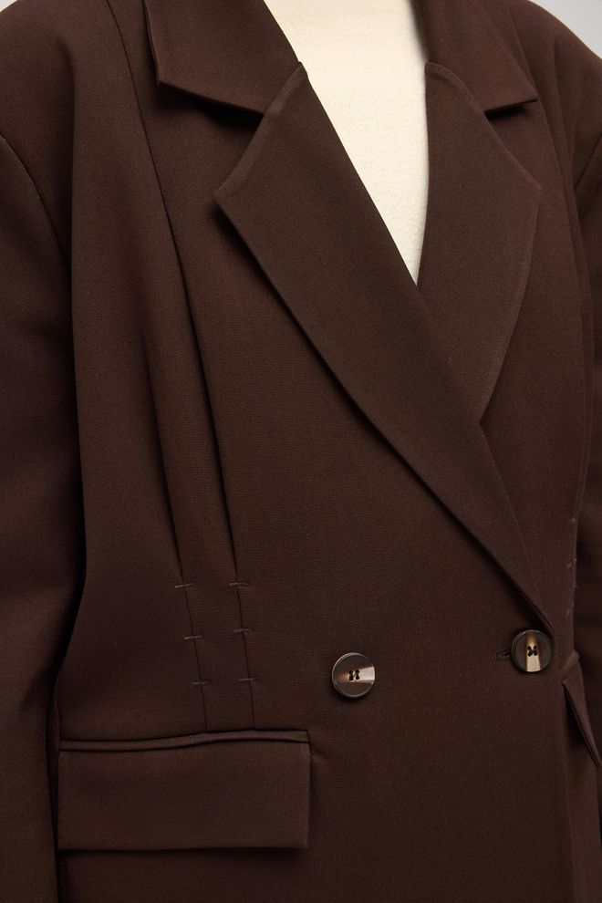 Mai Collection Brown Double Breasted Blazer Jacket Wholesale Clothing Cocktail