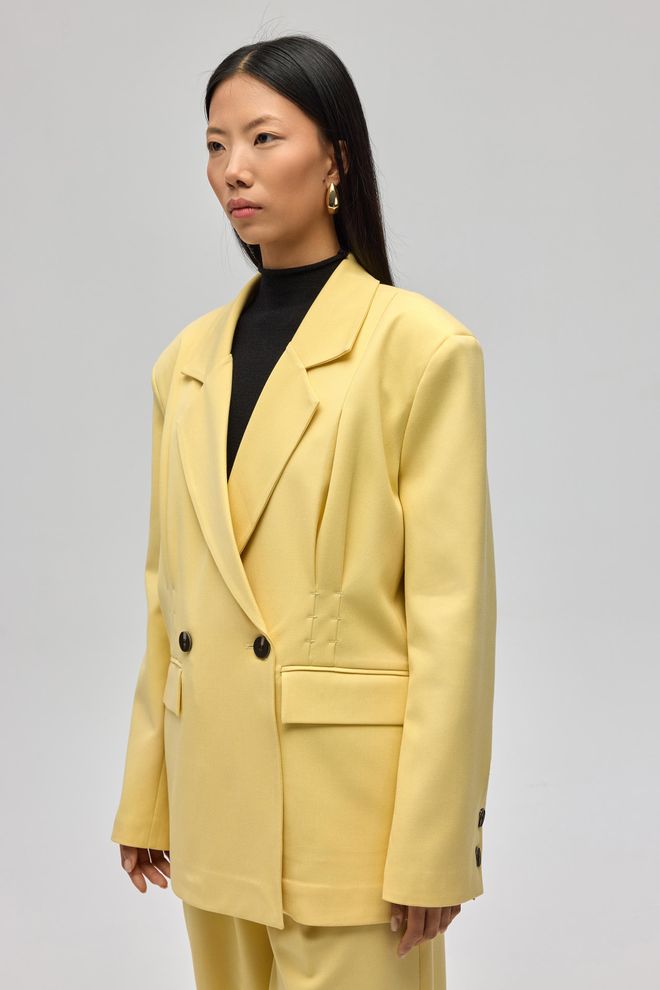 Mai Collection Yellow Double Breasted Blazer Jacket Wholesale Clothing Work